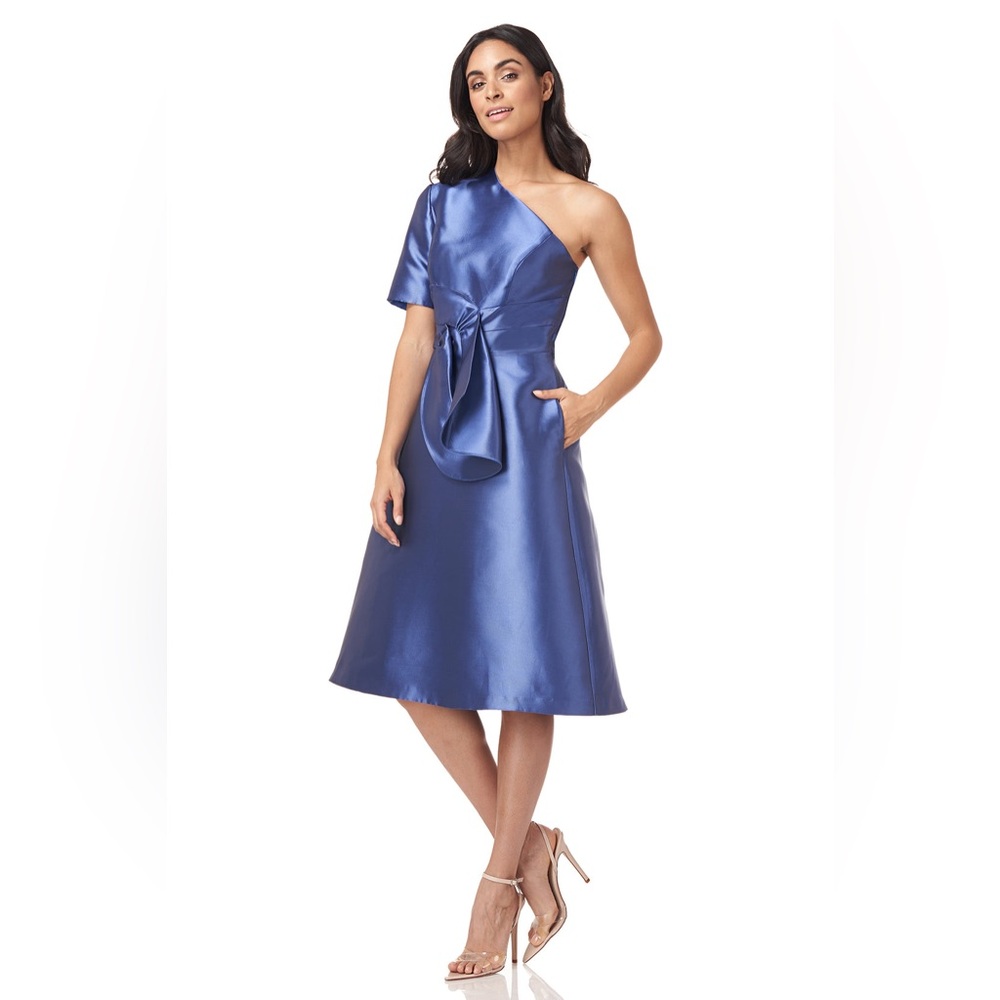Kay Unger Elegant Blue One-Shoulder Dress NWT SZ 14